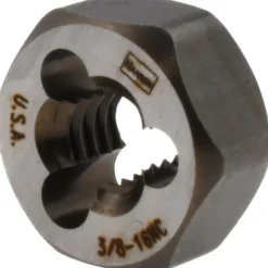 Hex Rethreading Die: 3/8-16, Right Hand, Carbon Steel