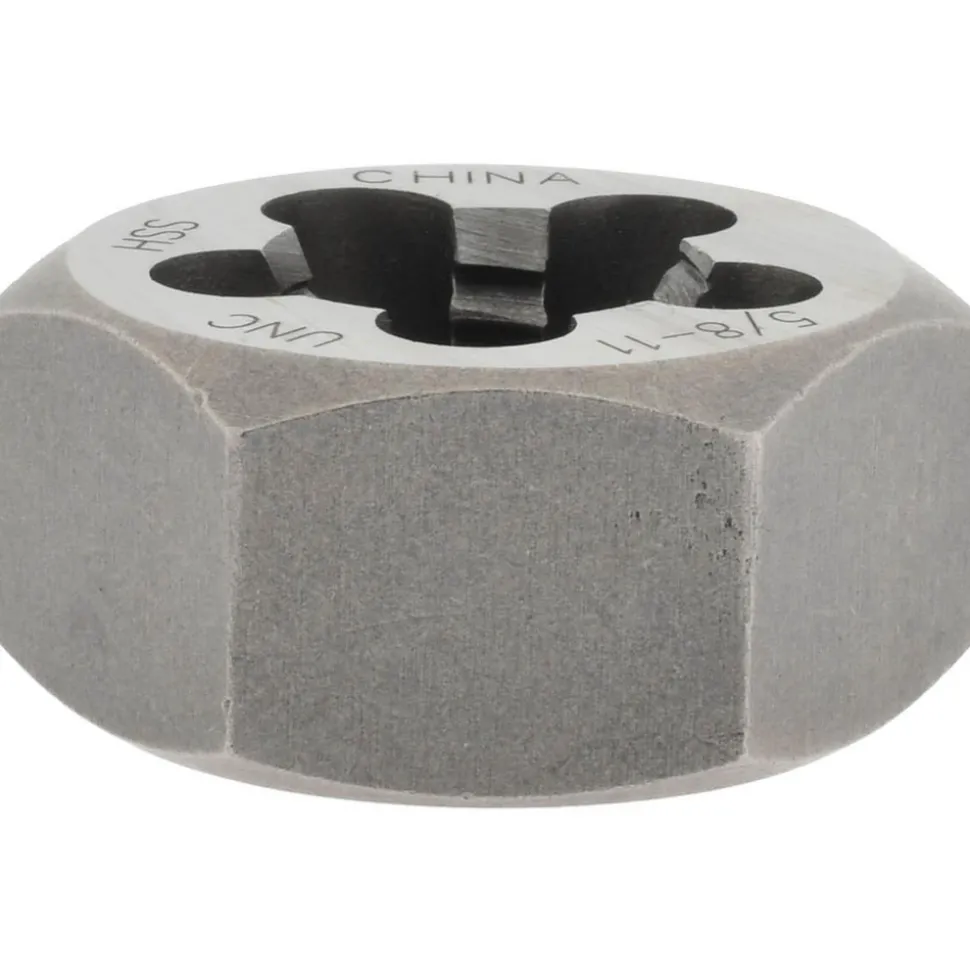 Hex Rethreading Die: 5/8-11, Right Hand, High-Speed Steel