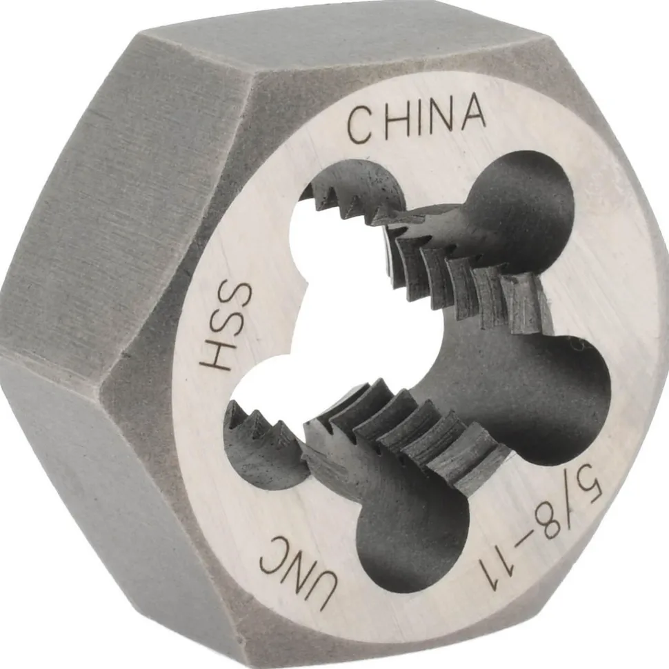 Hex Rethreading Die: 5/8-11, Right Hand, High-Speed Steel
