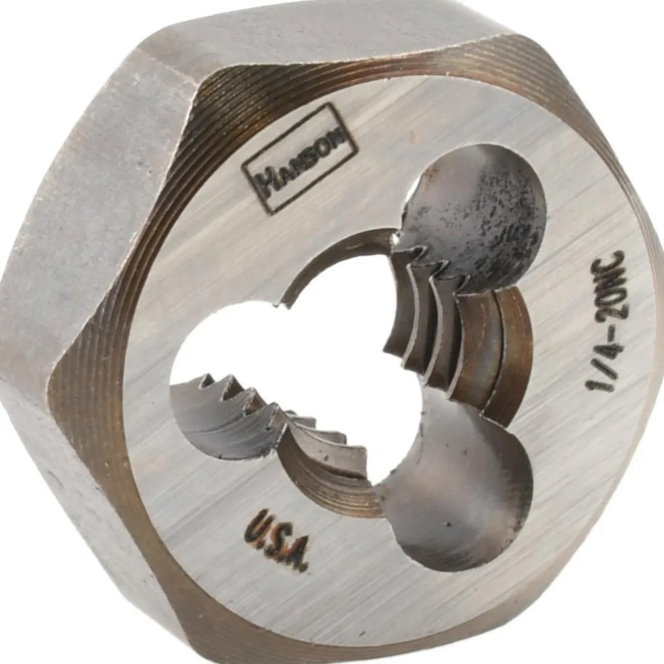 Hex Rethreading Die: 1/4-20, Right Hand, Carbon Steel