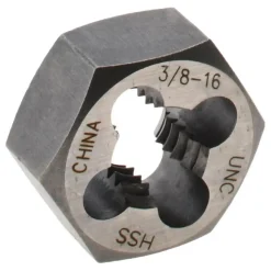 Hex Rethreading Die: 3/8-16, Right Hand, High-Speed Steel