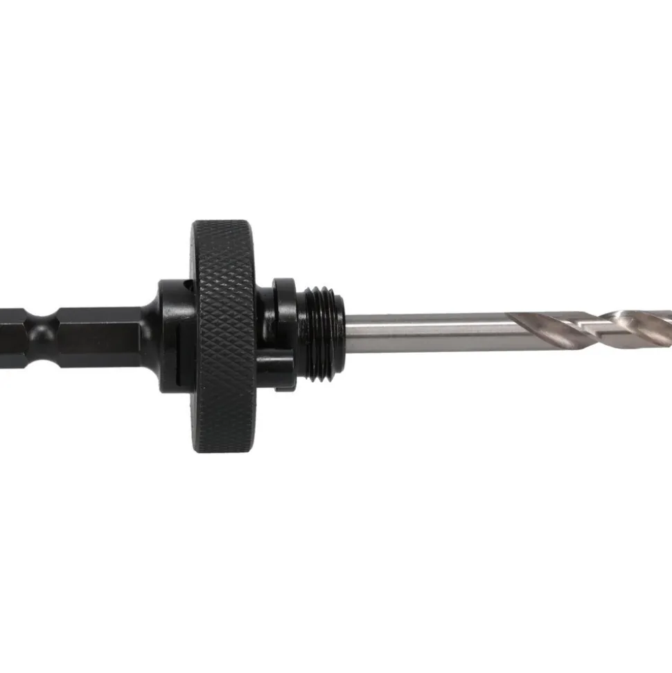 Hole Saw Arbor: 6" Saw Dia, Straight Shank, Drill Pilot