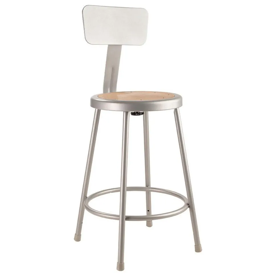24 Inch High, Stationary Fixed Height Stool with Adjustable Height Back