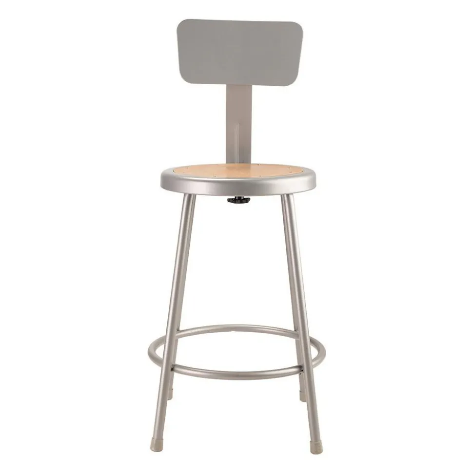 24 Inch High, Stationary Fixed Height Stool with Adjustable Height Back