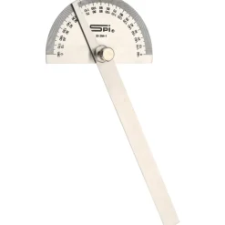 6 Inch Long Blade, 180° Max Measurement, 1° Dial Graduation, Half Round Head Protractor