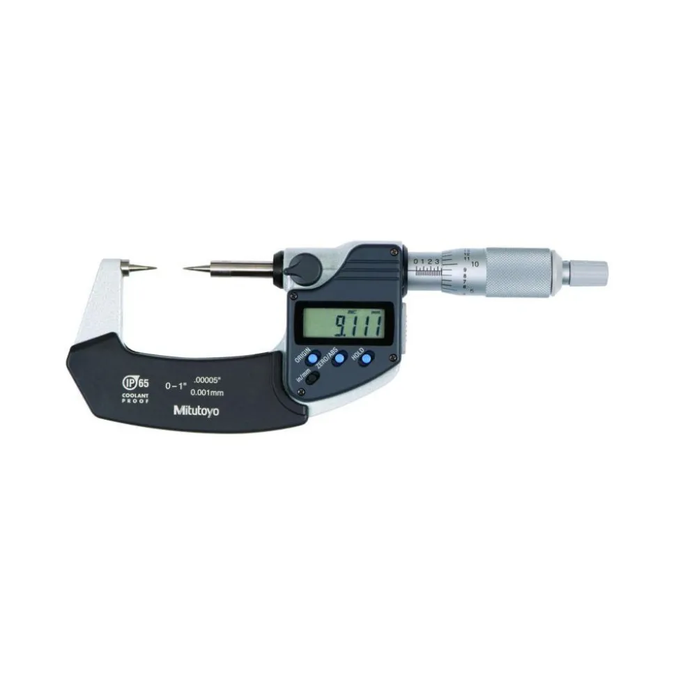 1 Inch, 32mm Throat Depth, Ratchet Stop, Electronic Point Micrometer