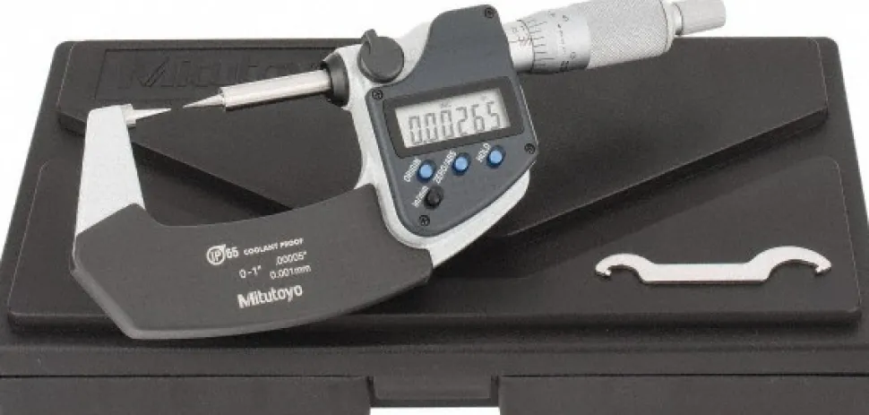 1 Inch, 32mm Throat Depth, Ratchet Stop, Electronic Point Micrometer