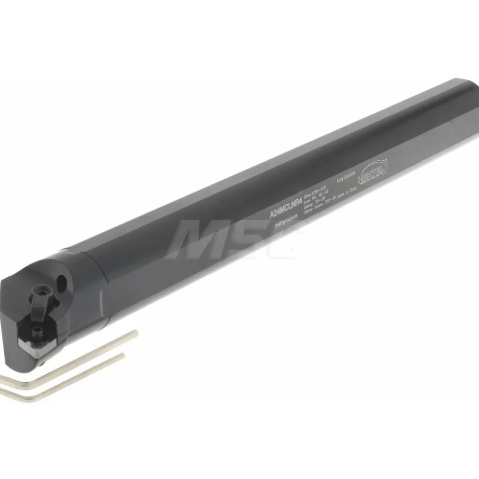 Indexable Boring Bar: A24MCLNR4 1-1/2", 1.7600" Min Bore, Right Hand, -5.000 deg Lead Angle, Steel