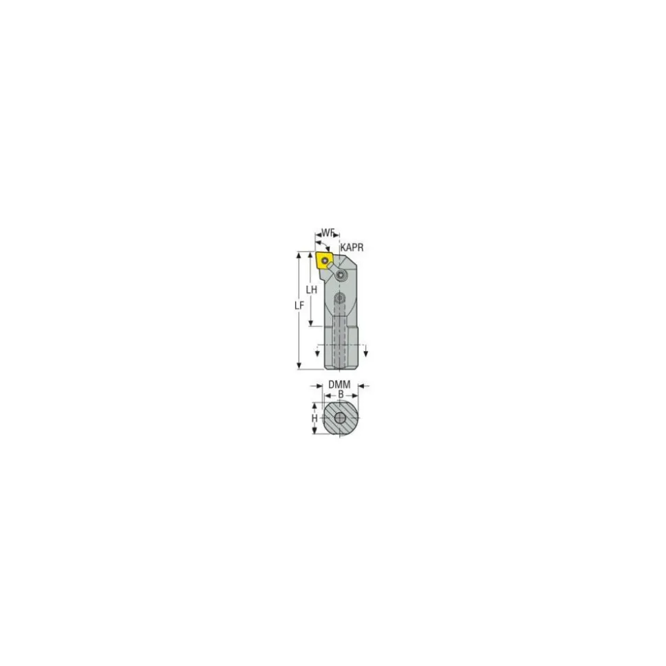 Indexable Boring Bar: A16-MCLNR-4, 1.2800" Min Bore, Right Hand, -5.000 deg Lead Angle, Steel