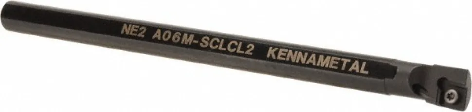 Indexable Boring Bar: A06MSCLCL2, 12.19 mm Min Bore, Left Hand, 9.53 mm Shank Dia, -5.000 deg Lead Angle, Steel