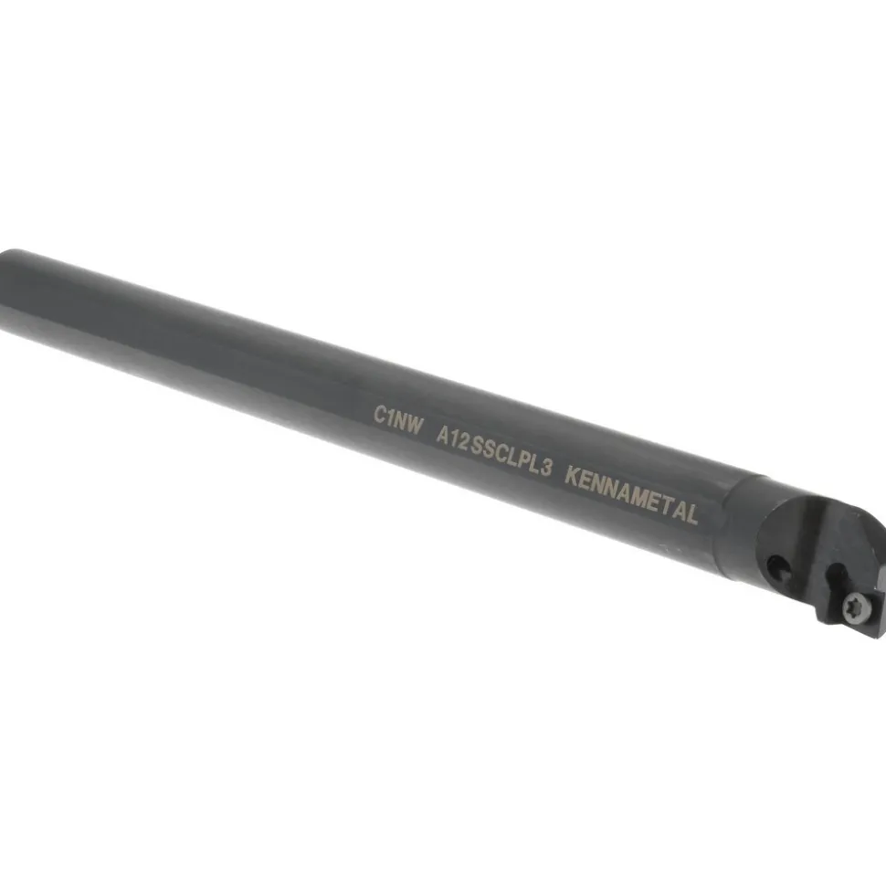Indexable Boring Bar: A12SCLPL3, 23.62 mm Min Bore, Left Hand, 19.05 mm Shank Dia, -5.000 deg Lead Angle, Steel