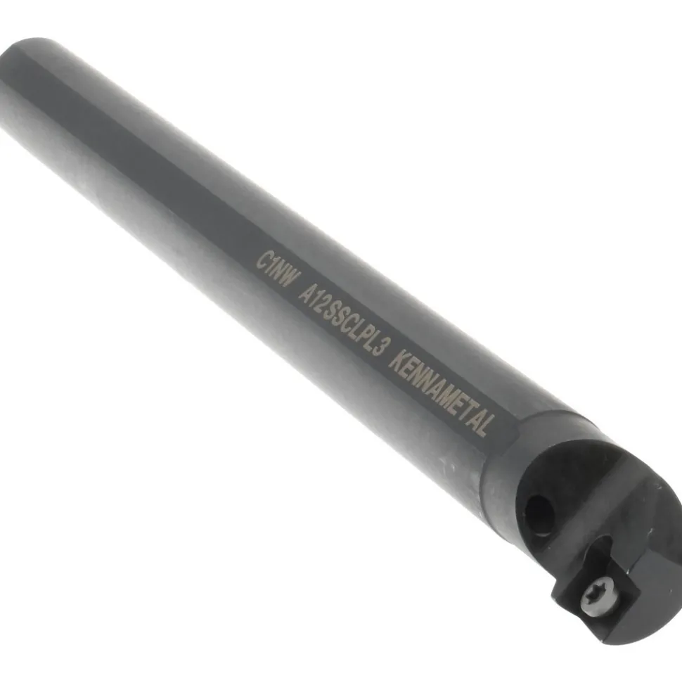 Indexable Boring Bar: A12SCLPL3, 23.62 mm Min Bore, Left Hand, 19.05 mm Shank Dia, -5.000 deg Lead Angle, Steel