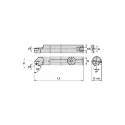 Indexable Boring Bar: A10SCLPR2, 19.56 mm Min Bore, Right Hand, 15.88 mm Shank Dia, -5.000 deg Lead Angle, Steel