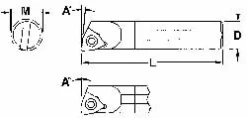 Indexable Boring Bar: 3/16 DIA X 4.0 5 DEG, 0.2300" Min Bore, 5.000 deg Lead Angle, Solid Carbide (Shank) & Steel (Head)