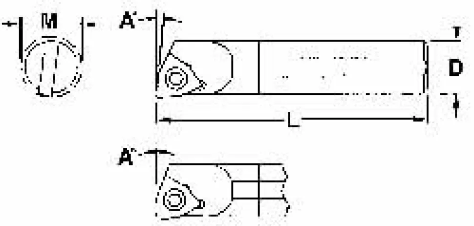 Indexable Boring Bar: 3/16 DIA X 4.0 5 DEG, 0.2300" Min Bore, 5.000 deg Lead Angle, Solid Carbide (Shank) & Steel (Head)