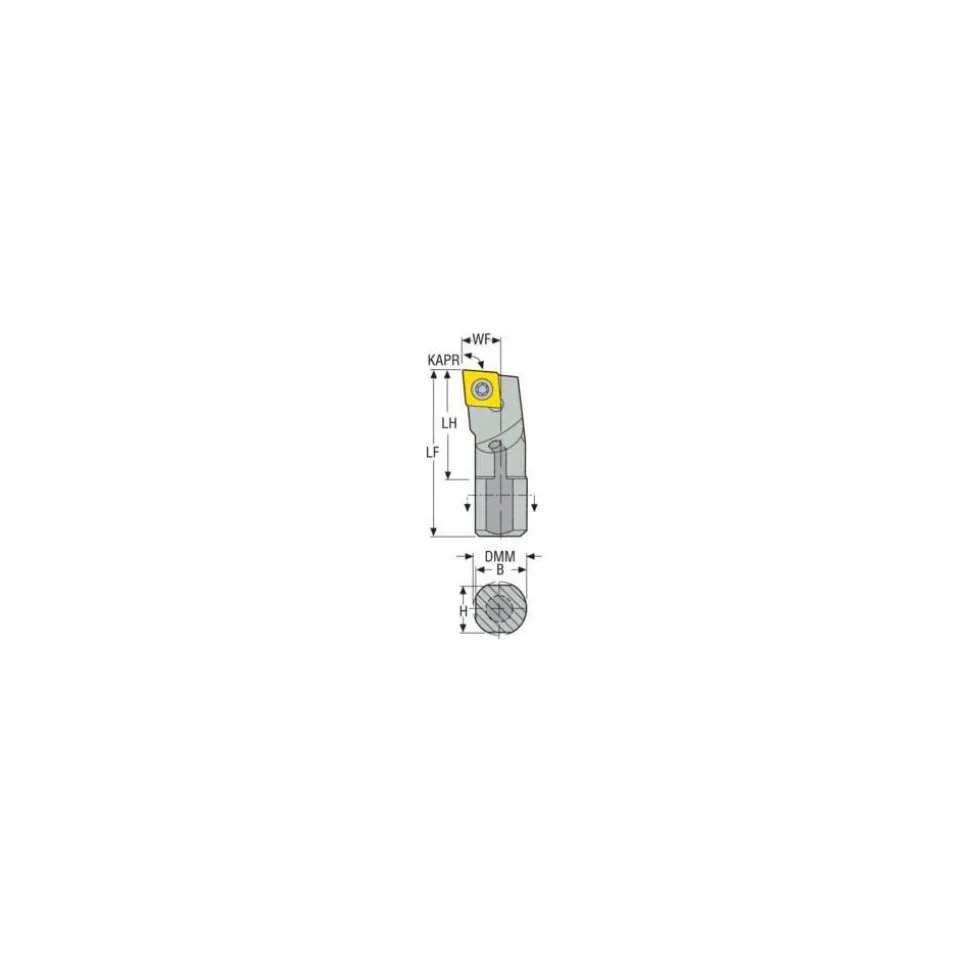 Indexable Boring Bar: E08-SCLCR-2, 0.6250" Min Bore, Right Hand, -5.000 deg Lead Angle, Solid Carbide