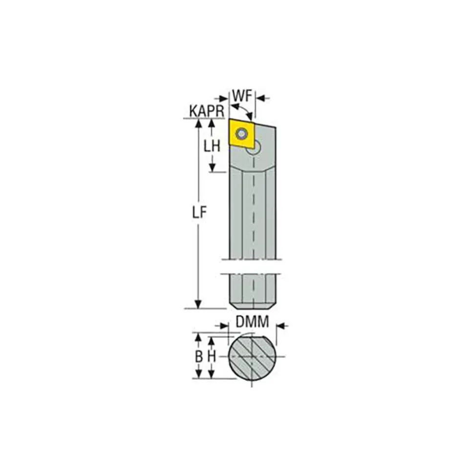 Indexable Boring Bar: H03-SCLDR-1.2, 0.2200" Min Bore, Right Hand, -5.000 deg Lead Angle, Heavy Metal