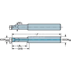 Indexable Boring Bar: MB-A0625-06-07, 5/8" Min Bore, 5/8" Shank Dia, Steel