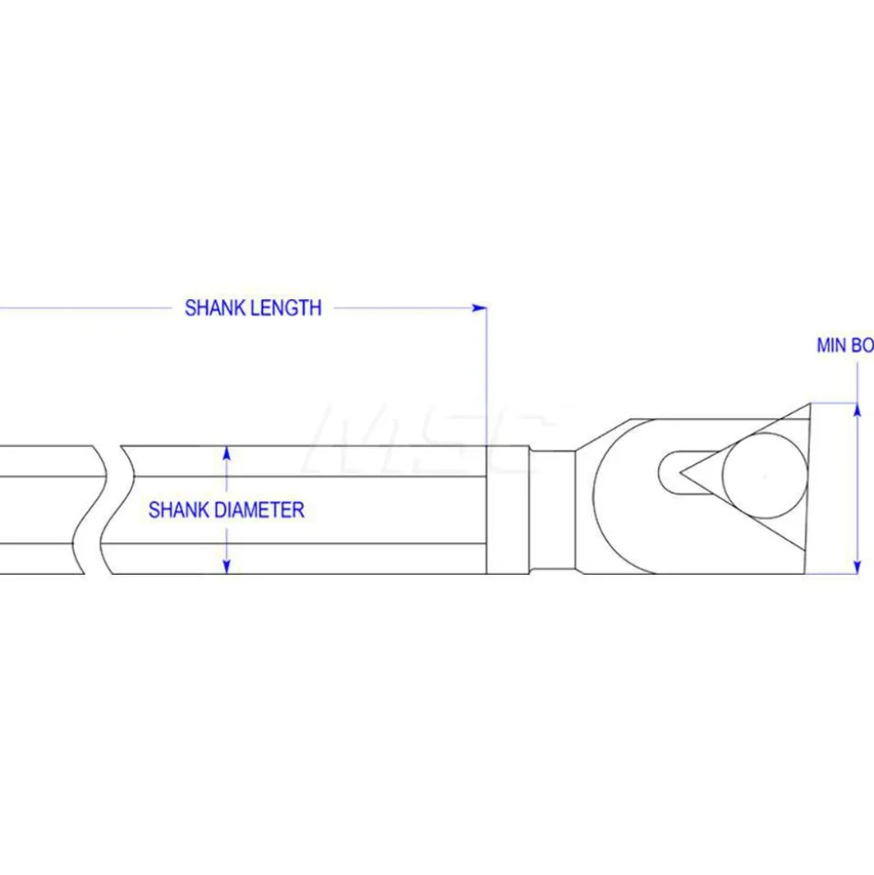 Indexable Boring Bar: 3/8" MIN 5/16" SHANK, 0.3800" Min Bore