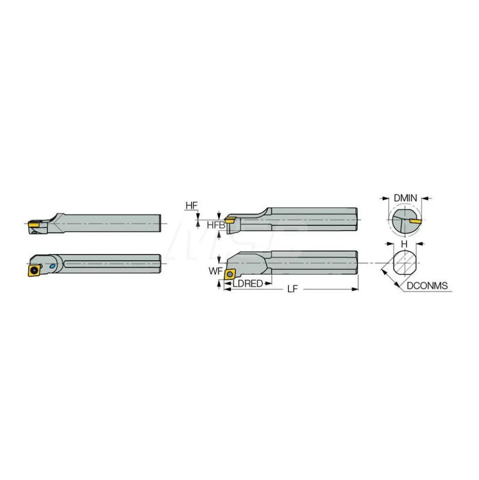 Indexable Boring Bar: S-SCLCR 12-3, 0.9850" Min Bore, Right Hand, -5.000 deg Lead Angle, Steel