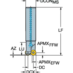 Indexable Copy End Mill: 1-1/4 to 1-1/4