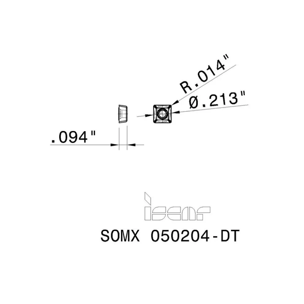 Indexable Drill Insert: SOMX-050204-DT IC908, Carbide