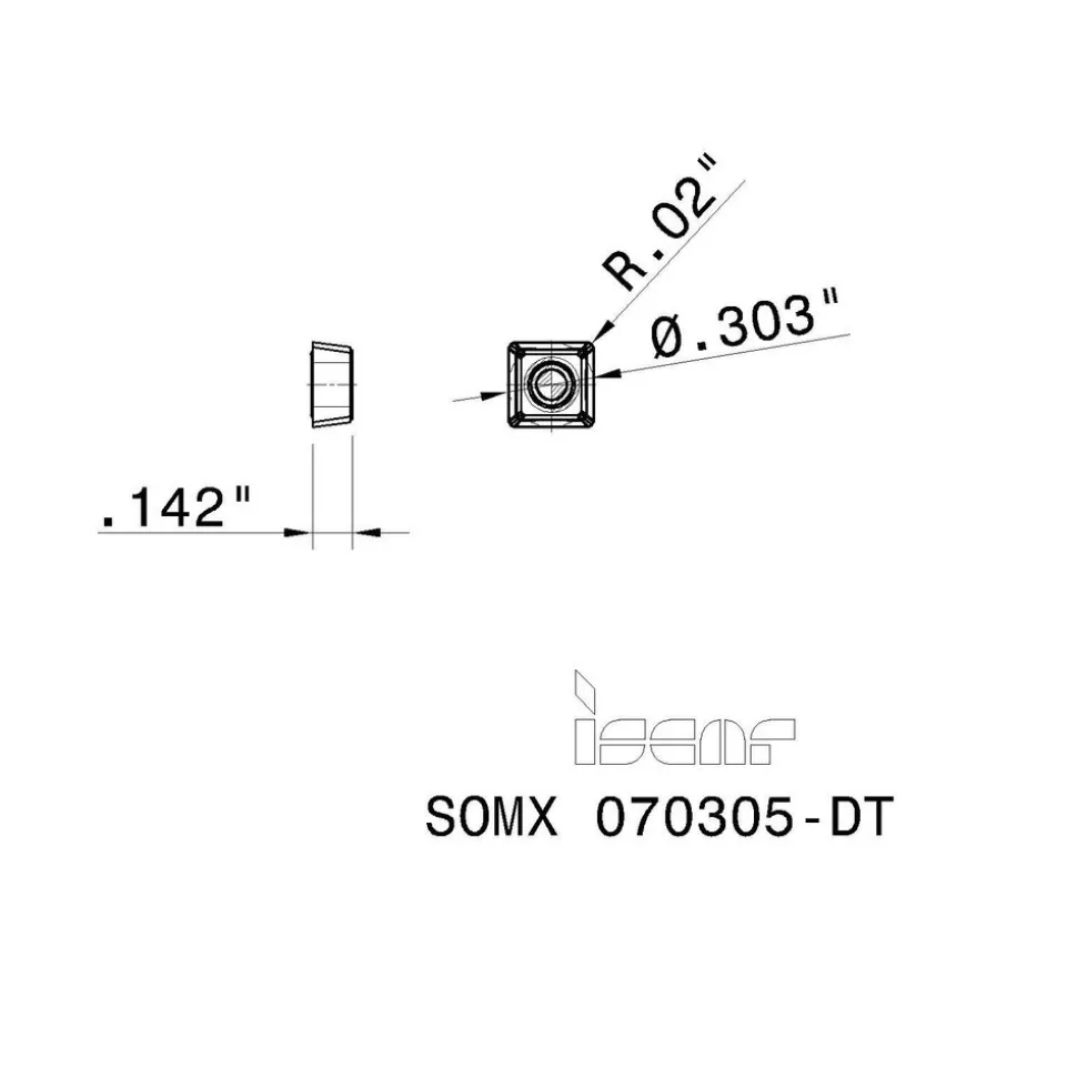 Indexable Drill Insert: SOMX070305-DT IC908, Carbide