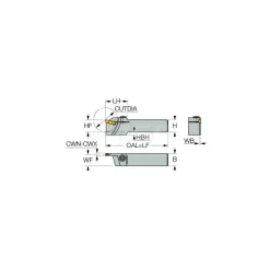 Indexable Grooving-Cutoff Toolholder: GHGL 25.4-3, 0.118 to 0.157