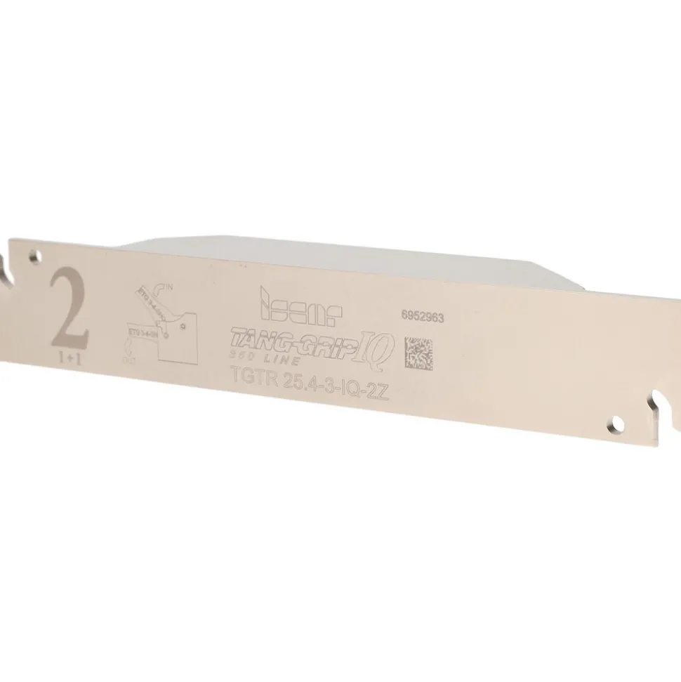 Indexable Grooving-Cutoff Toolholder: TGTR25.4-3-IQ-2Z, 0.11 to 0.138" Groove Width, Right Hand