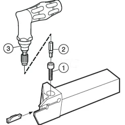 Indexable Grooving-Cutoff Toolholder: LF123E067-10B-S, 1.85 to 2.39 mm Groove Width, 17.02 mm Max Depth of Cut, Left Hand
