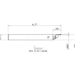 Indexable Grooving-Cutoff Toolholder: DGTR12.7B-1.4D24SH, 0.055 to 0.055