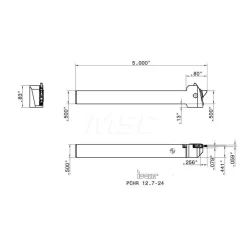 Indexable Grooving-Cutoff Toolholder: PCHR 12.7-24, 0.0197 to 1/8