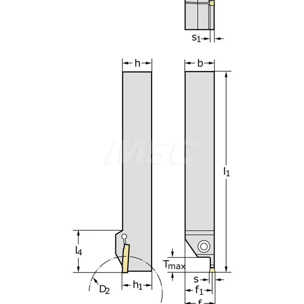 Indexable Grooving-Cutoff Toolholder: G1011.16R-3T2, 3 to 3.18 mm Groove Width, 21.01 mm Max Depth of Cut, Right Hand