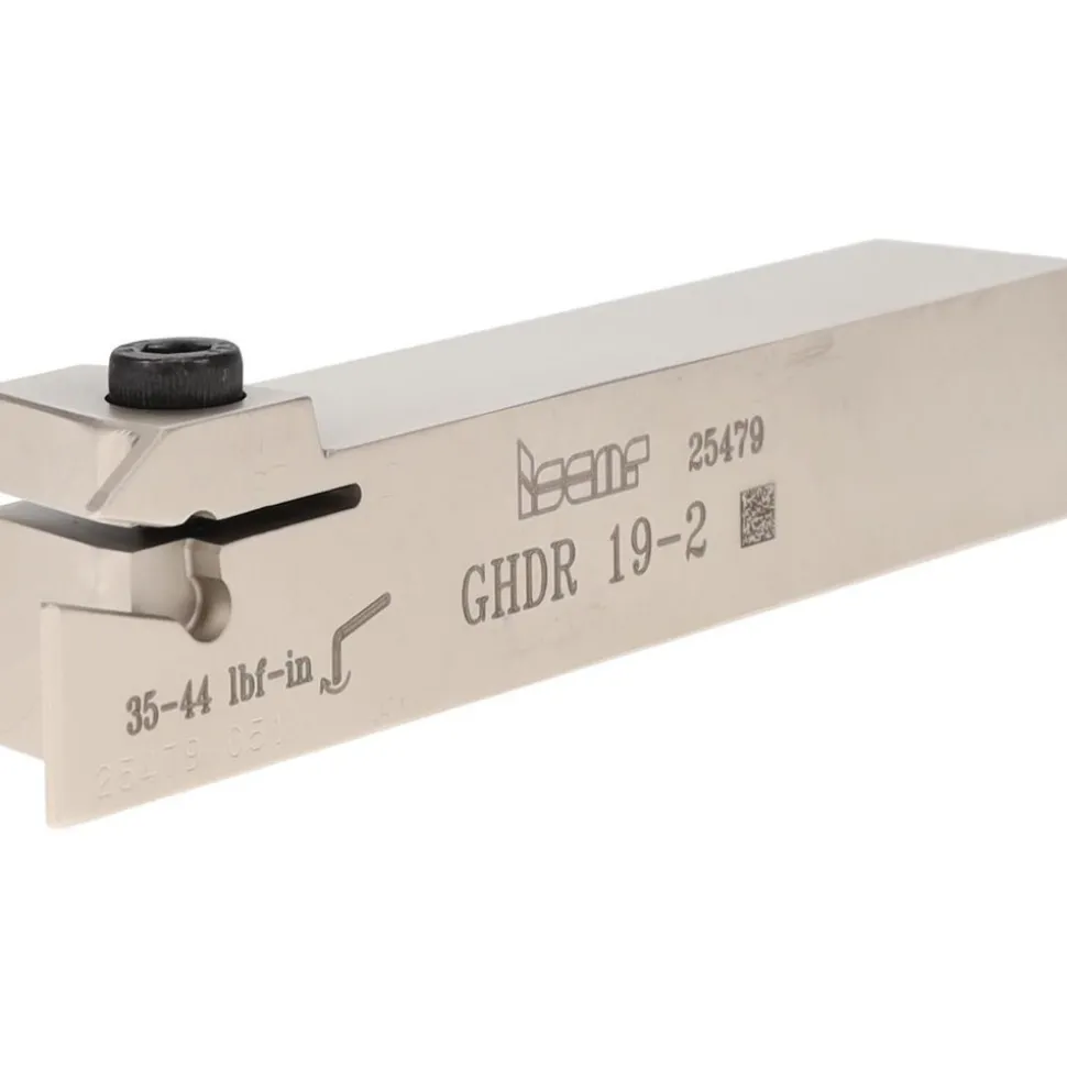 Indexable Grooving-Cutoff Toolholder: GHDR 19-2, 0.016 to 1/8" Groove Width, 0.33" Max Depth of Cut, Right Hand