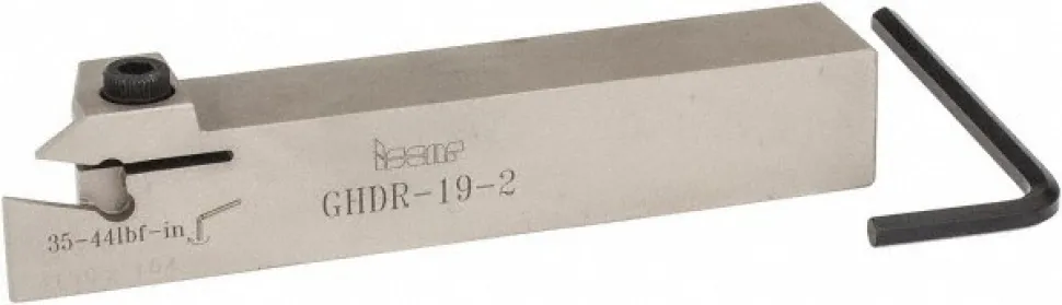 Indexable Grooving-Cutoff Toolholder: GHDR 19-2, 0.016 to 1/8" Groove Width, 0.33" Max Depth of Cut, Right Hand