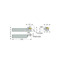 Indexable Grooving-Cutoff Toolholder: DGTR 19-3, 0.118 to 1/8