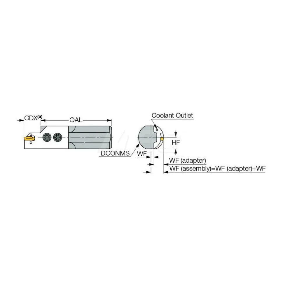 Indexable Grooving Toolholder: HAI 25.4C, Internal, Right Hand