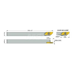 Indexable Grooving Toolholder: SCHR16-22BF, External, Right Hand
