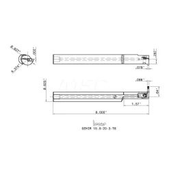 Indexable Grooving Toolholder: GEHIR15.9-20-3T8, Right Hand