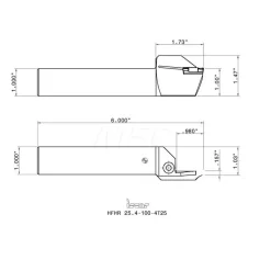 Indexable Grooving Toolholder: HFHR 25.4-100-4T25, External, Right Hand, 5.51" Max Workpiece Dia