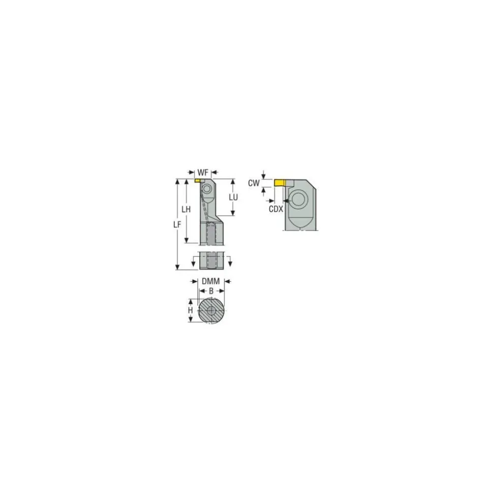 Indexable Grooving Toolholder: A12CGFR1303, Right Hand