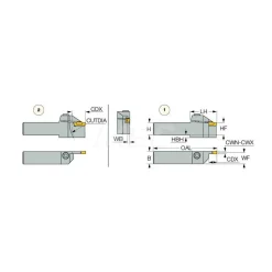 Indexable Grooving Toolholder: HELIR 19-3T20, External, Right Hand, 1.76" Max Workpiece Dia