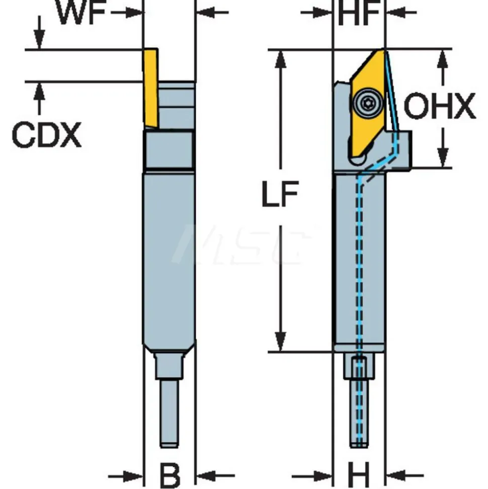 Indexable Grooving Toolholder: QS-SMALR083XHP-M, External, Right Hand