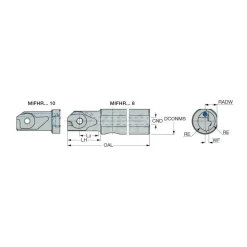 Indexable Grooving Toolholder: MIFHR12.7C10, Internal, Right Hand