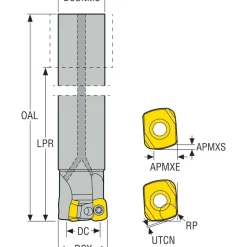 Indexable High-Feed End Mill: R217.2100.750.0LP062A, Cylindrical Shank
