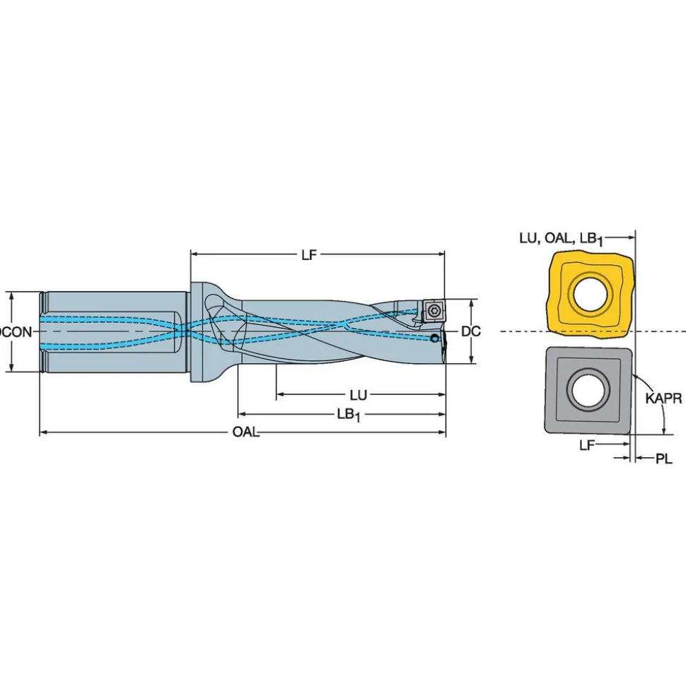 Indexable Insert Drill: A880-D0875LX25-04, 22.23 mm Max Dia, 92.90 mm Max Depth, 4xD