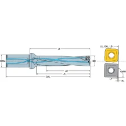 Indexable Insert Drill: A880-D0750LX25-05, 19.05 mm Max Dia, 5xD