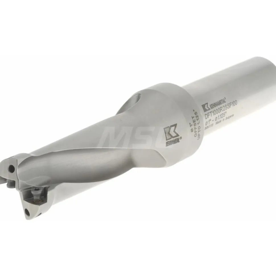 Indexable Insert Drill: DFT1000R2SSF100, 1-1/8" Max Dia, 2-1/2" Max Depth, 2.5xD, 1" Shank Dia