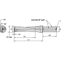 Indexable Insert Drill: DFT1500R4SSF150, 1-5/8" Max Dia, 6" Max Depth, 4xD, 1-1/2" Shank Dia