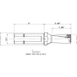 Indexable Insert Drill: DR0937-1875-100-07-2, 15/16" Max Dia, 2xD, 1" Shank Dia